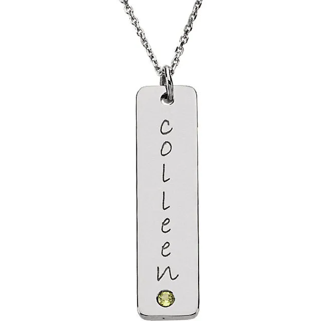 Posh Mommy® 32x8mm Tall Tag Birthstone Pendant