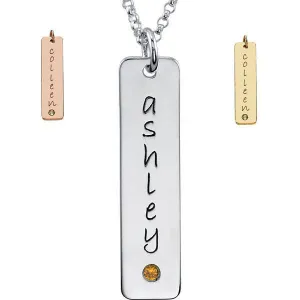 Posh Mommy® 32x8mm Tall Tag Birthstone Pendant