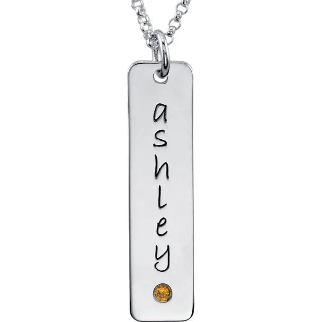 Posh Mommy® 32x8mm Tall Tag Birthstone Pendant