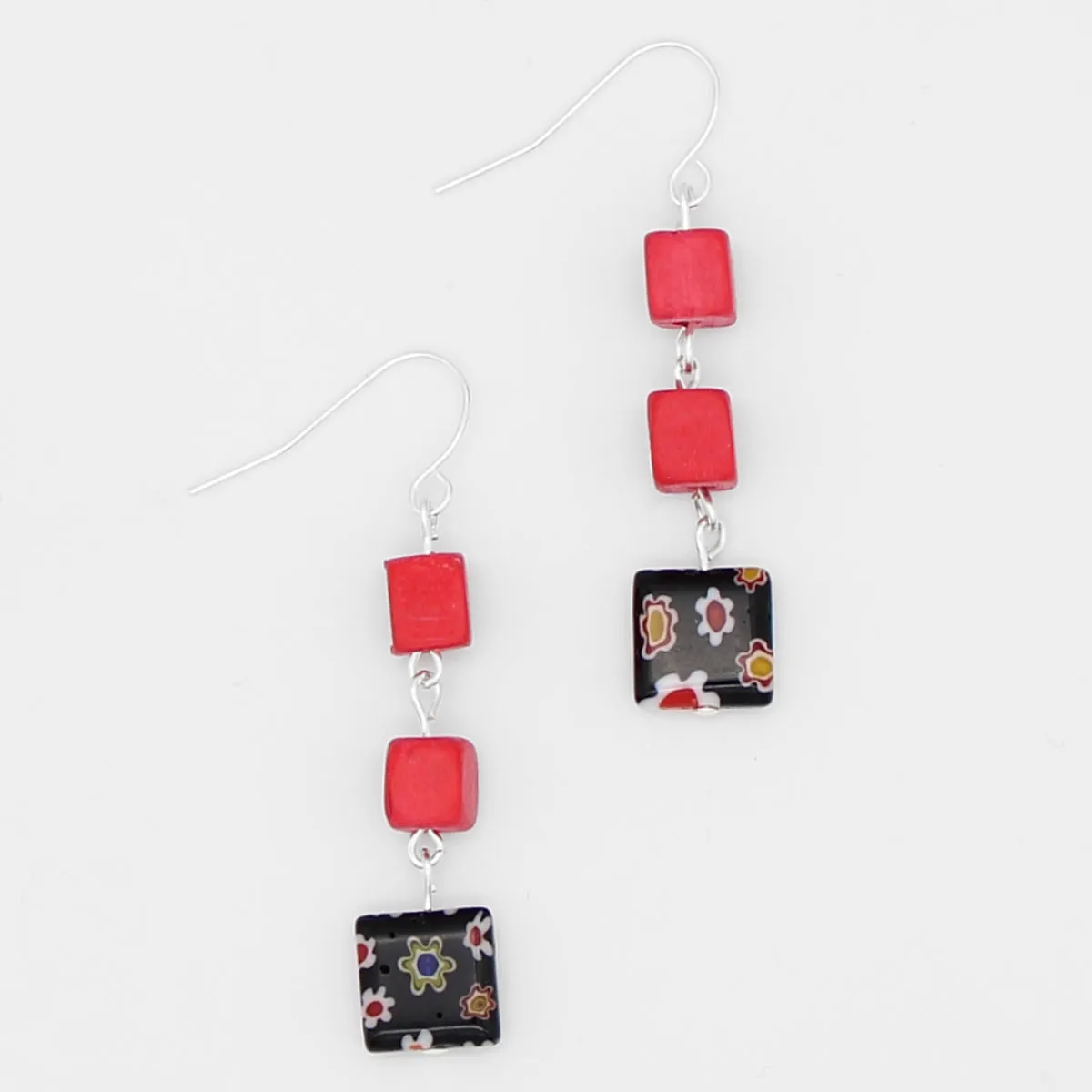 Red Floral Drop Earring