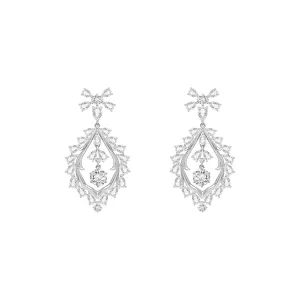 Regalia: Silver rhodium plated with 5mm 100 facets  CZ mesmera chandelier dangle earrings