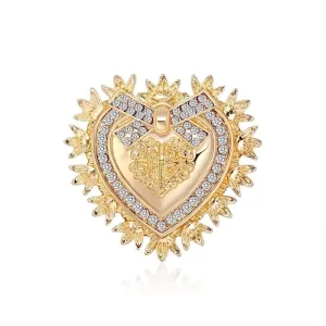 Retro Pin Heart Alloy Diamond Artificial Gemstones Women'S Brooches