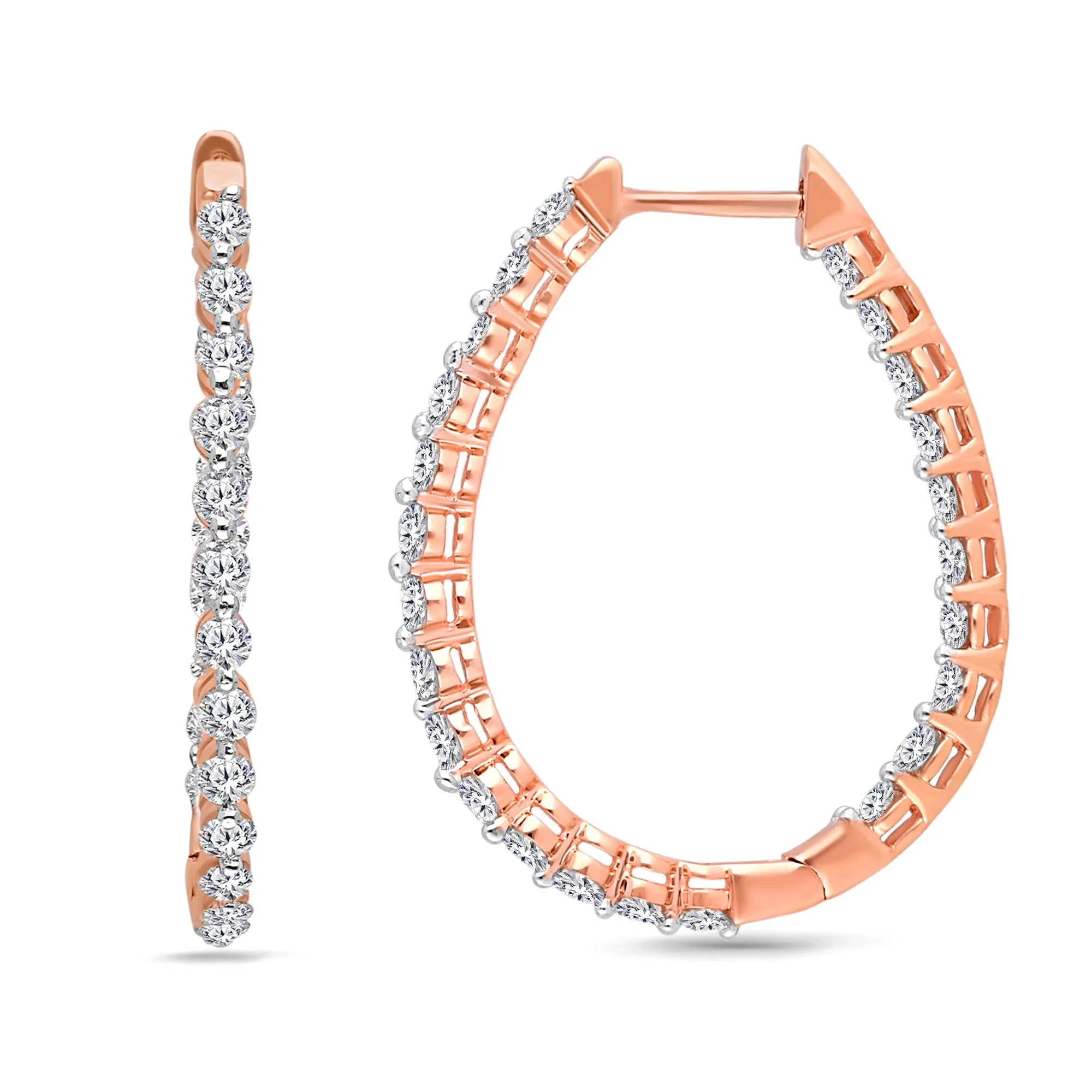 Rose Gold Diamond Eternal Hoop Earrings