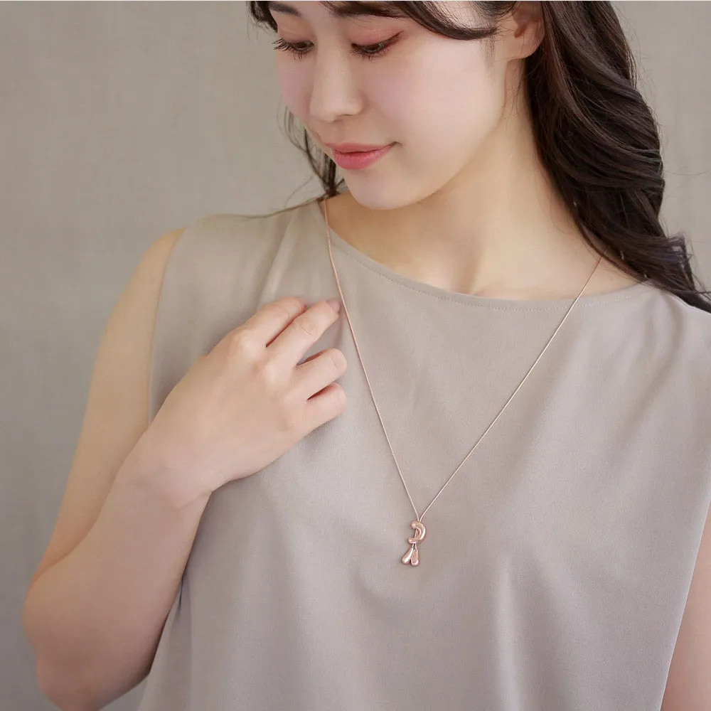 Rose Silver Puffy Curve Lariat Necklace