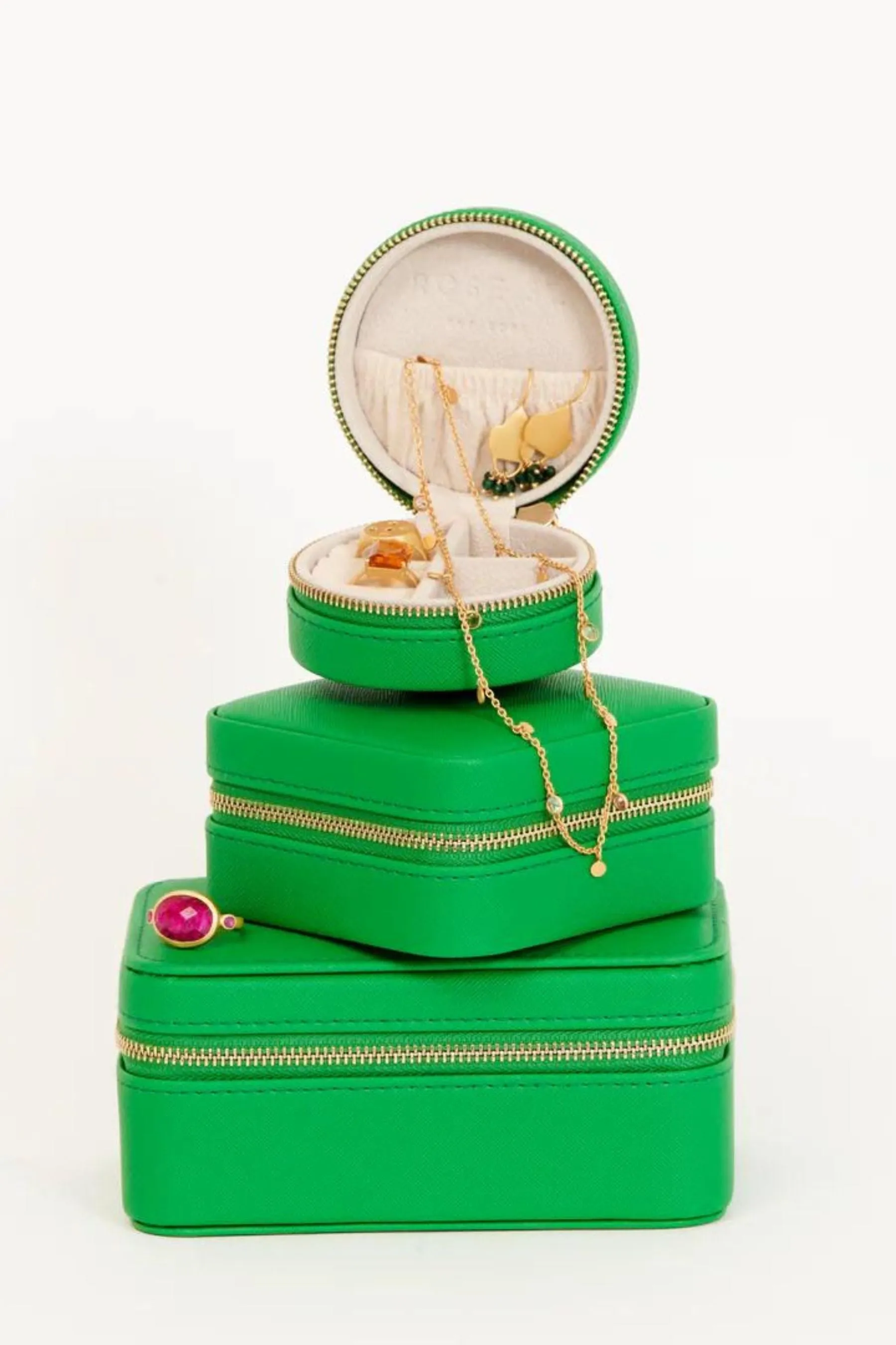 Round Jewellery Case | Green