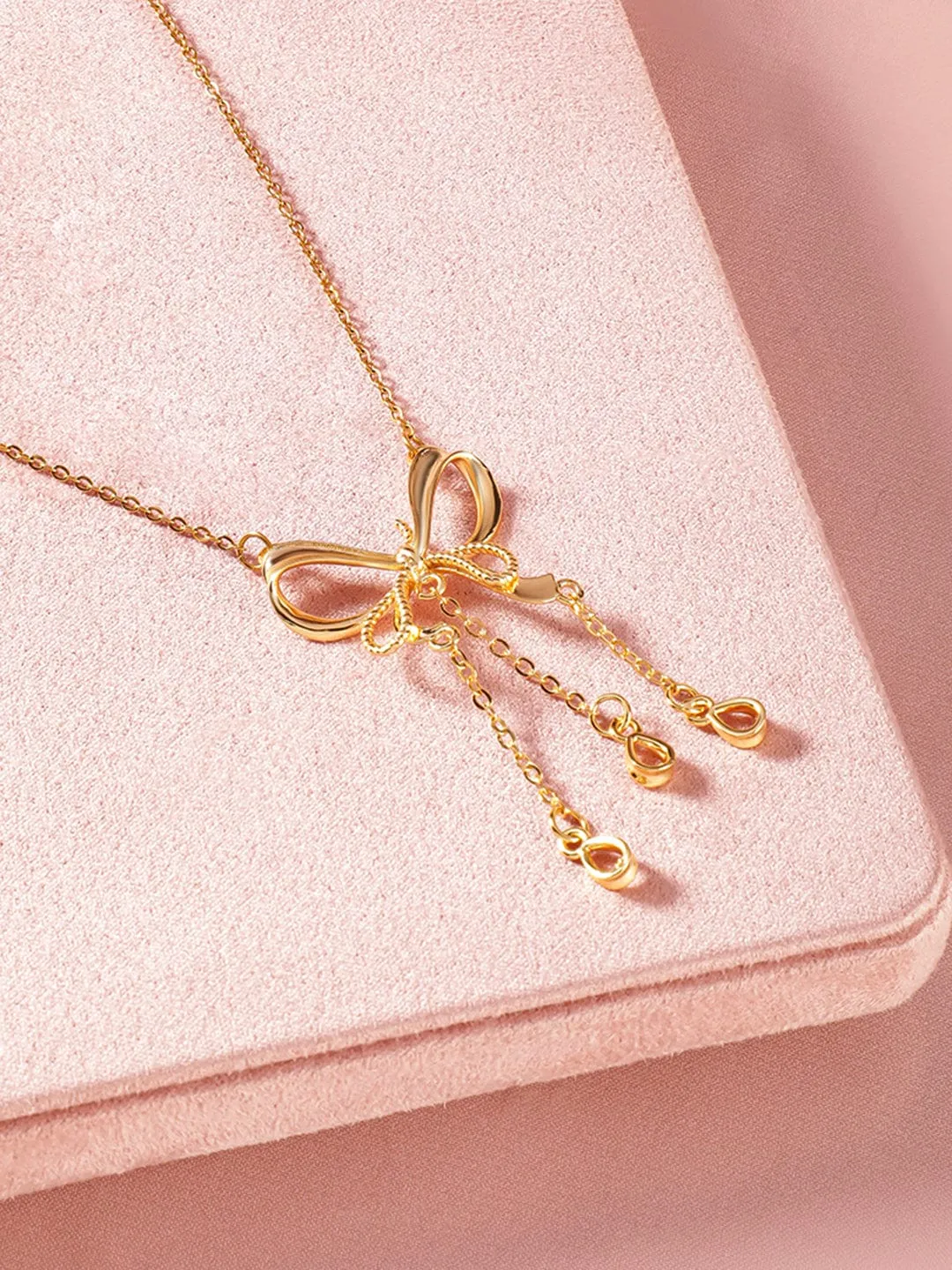 Rubans 18K Gold-Plated Stainless-Steel Tarnish-Free Waterproof Bow Pendant Necklace