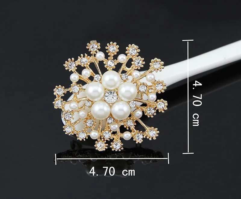 SB052 - Pearl diamond flower brooch