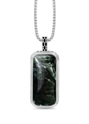 Seraphinite Stone Tag in Black Rhodium Plated Sterling Silver