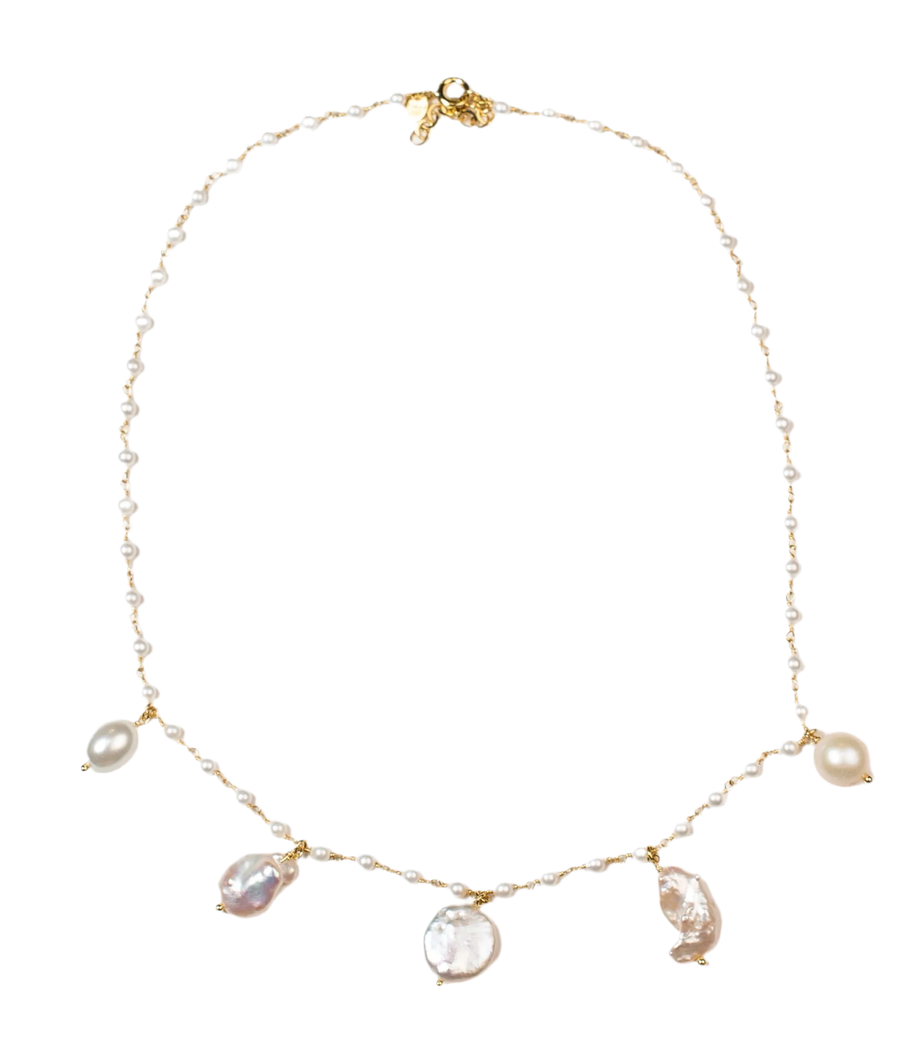 Short Cinque Perle Pearl Necklace by Cashfana