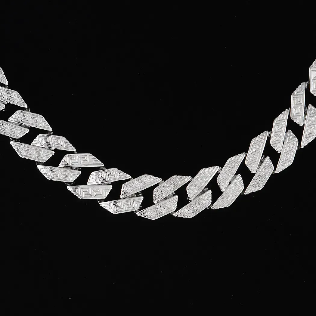 Silver Aztec Pattern Chain Necklace