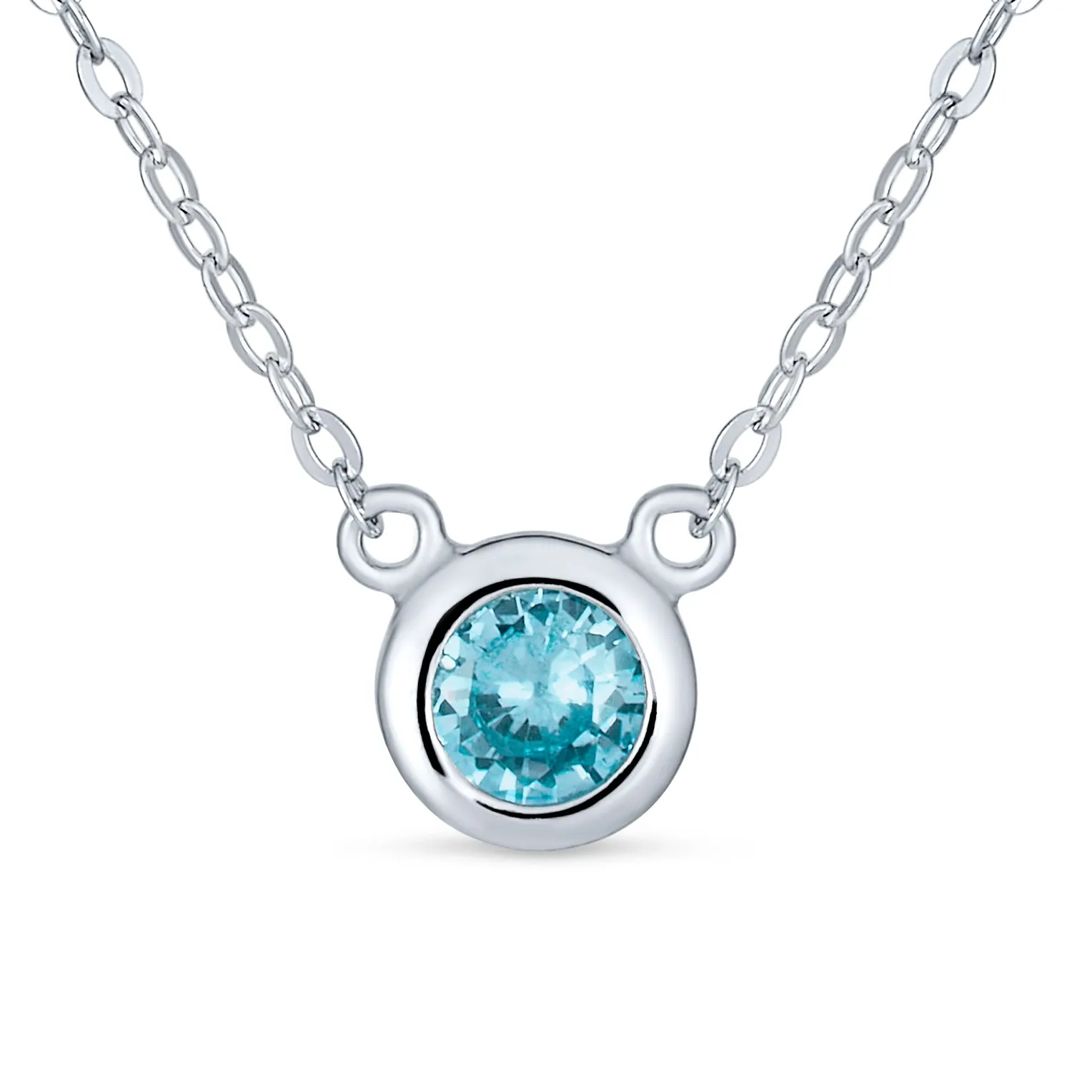 Silver Bezel-Set Round CZ Solitaire Pendant Necklace 2ct