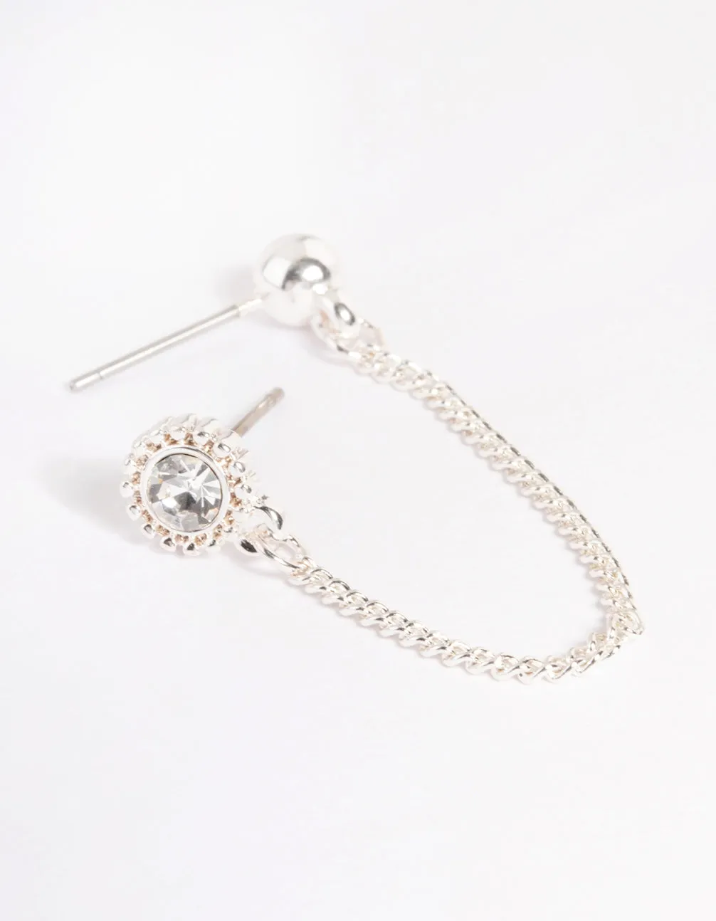 Silver Diamante & Ball Chain Earrings