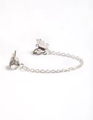 Silver Diamante & Butterfly Chain Earrings