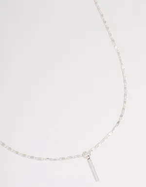 Silver Flat Chain Stick Necklace