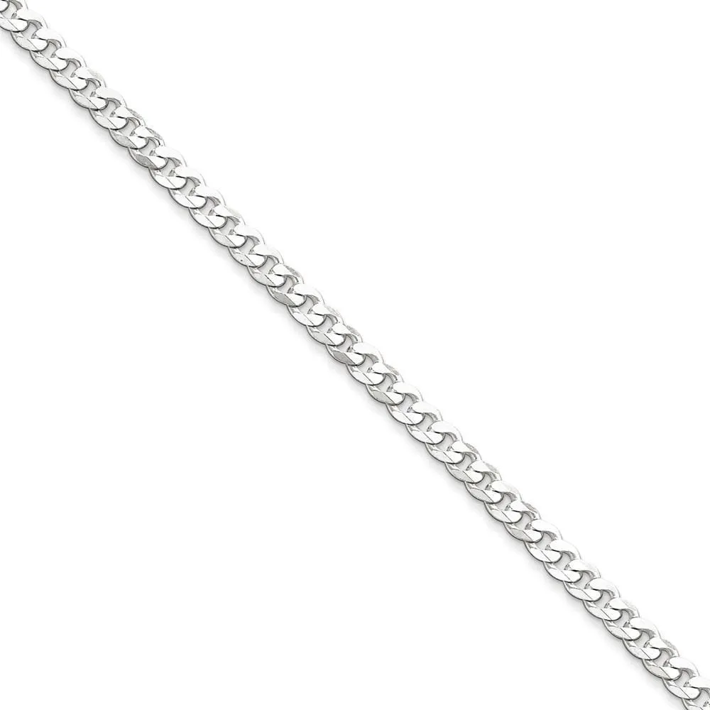 Silver Polished 4.50-mm Solid Curb Link Chain