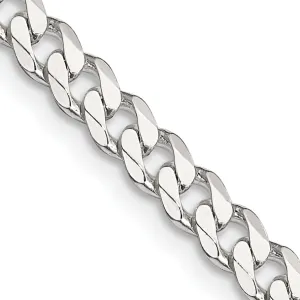 Silver Polished 4.50-mm Solid Curb Link Chain