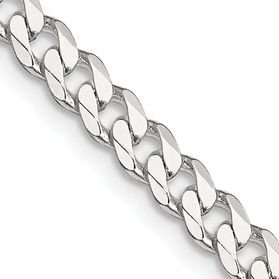 Silver Polished 4.50-mm Solid Curb Link Chain