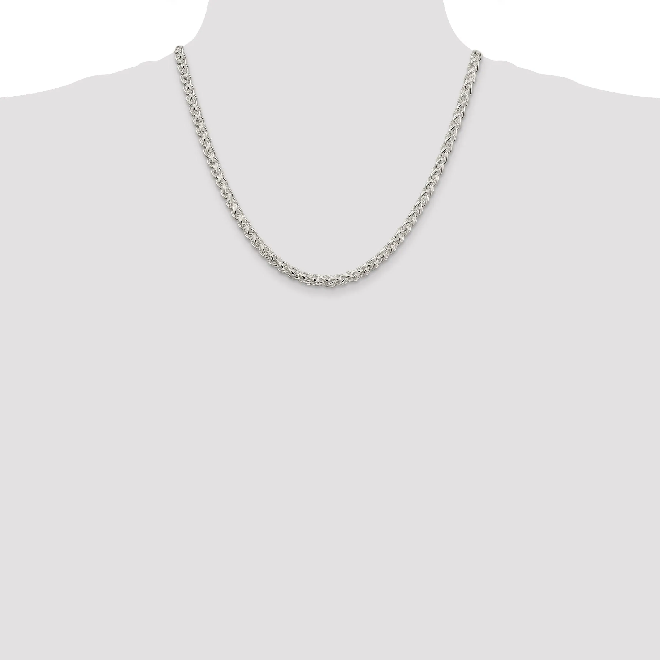 Silver Polished 5.00-mm Solid Round Spiga Chain