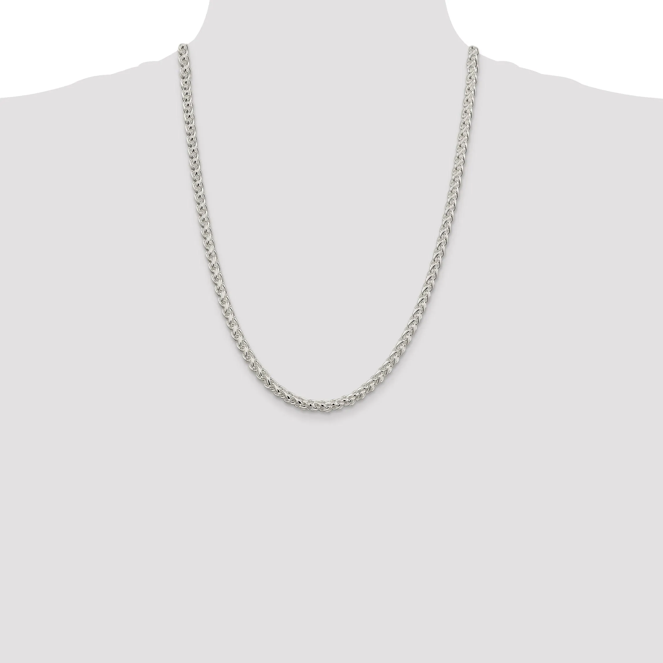 Silver Polished 5.00-mm Solid Round Spiga Chain