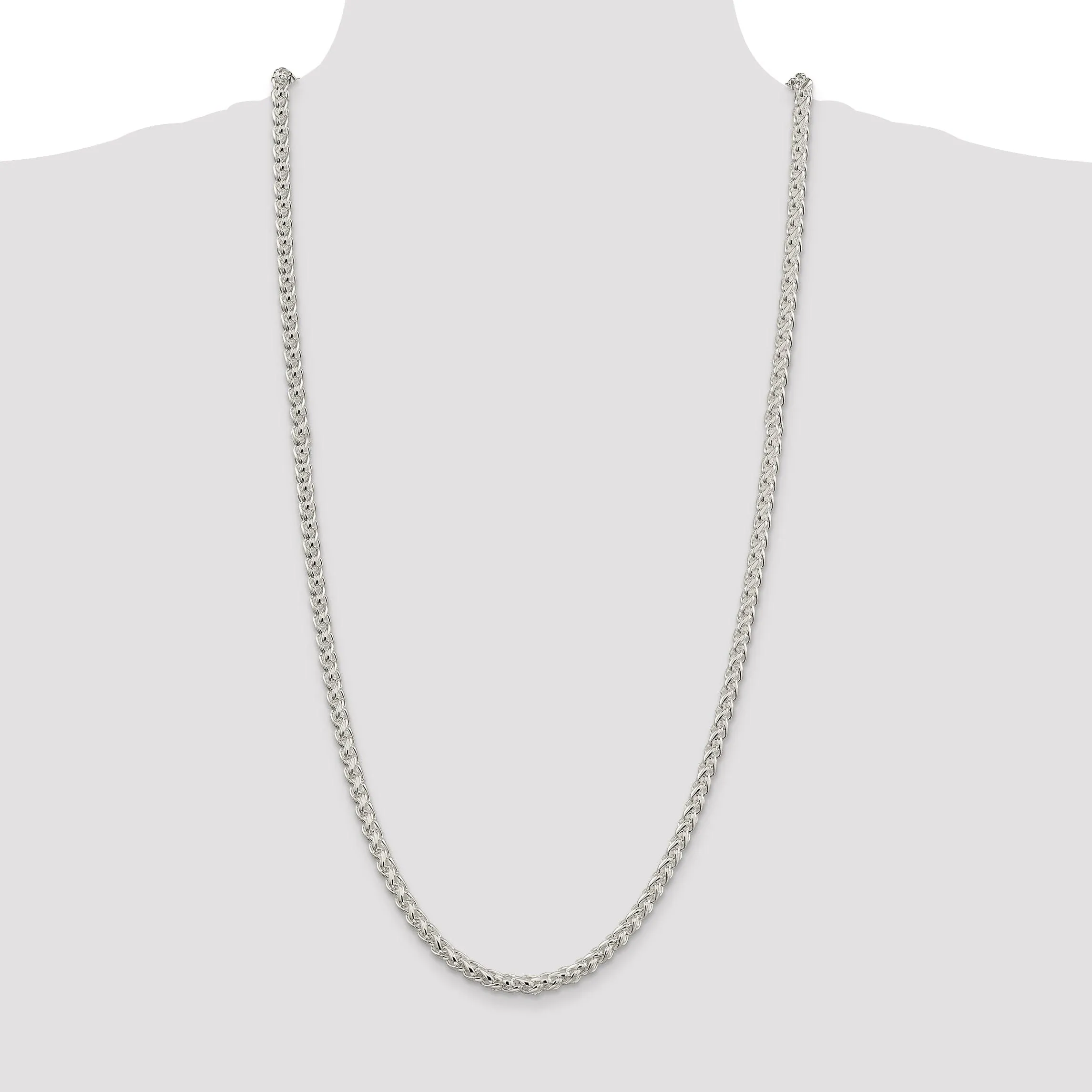 Silver Polished 5.00-mm Solid Round Spiga Chain