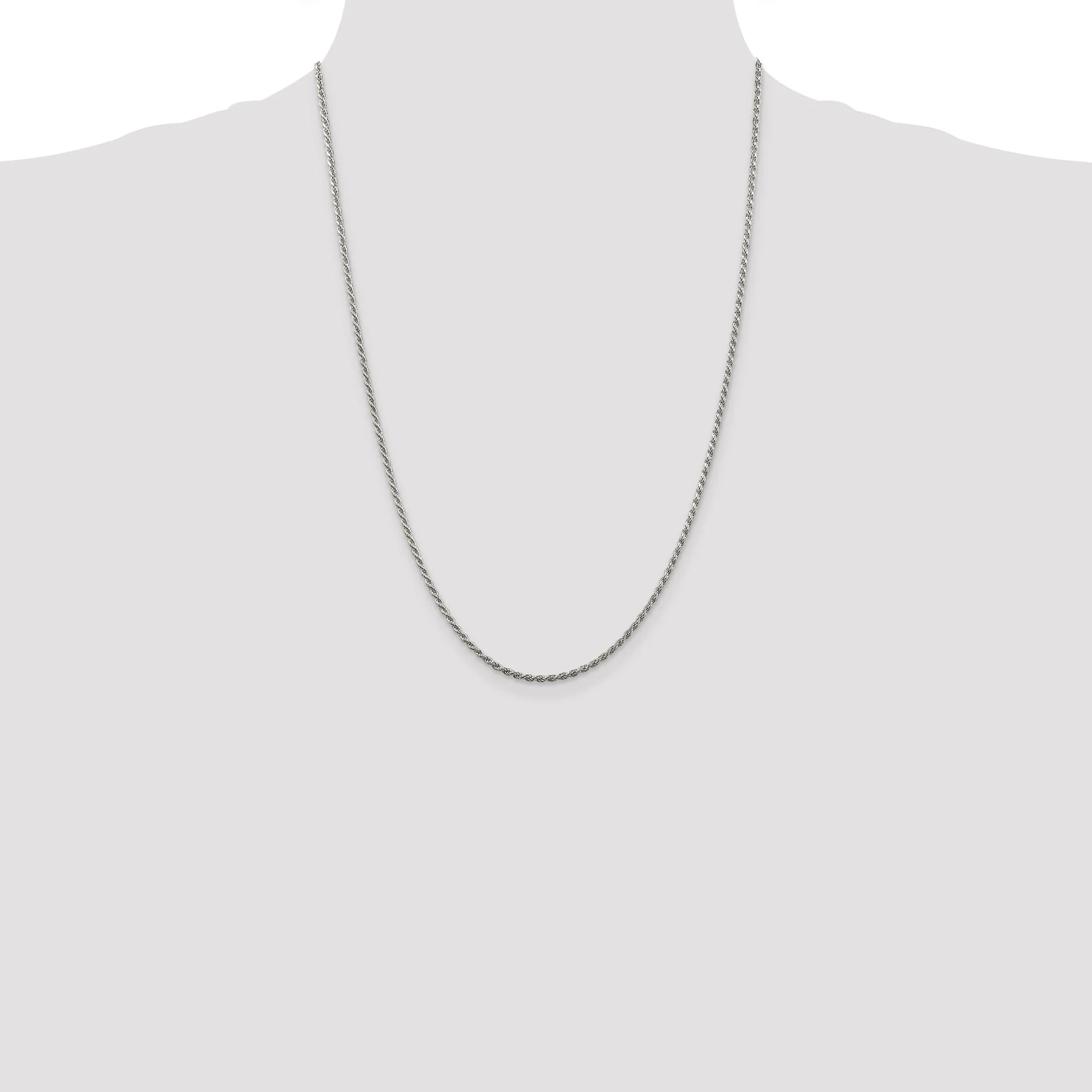 Silver Polished D.C 1.75-mm Solid Rope Chain