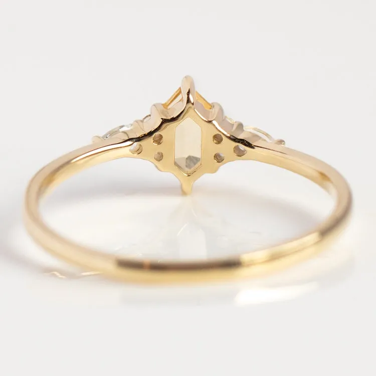 Solid Gold Citrine Destiny Hexagon Ring for Abundance