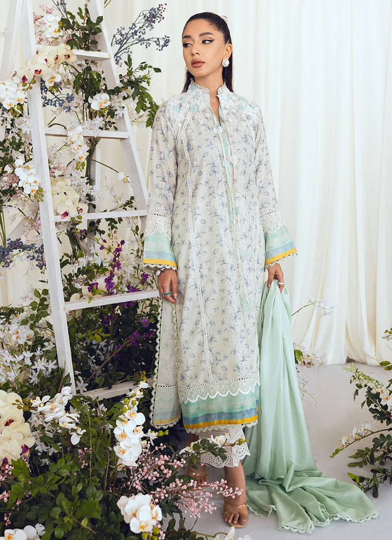 Spring Escape '23 - Tessie Aqua Blooms Shirt And Dupatta