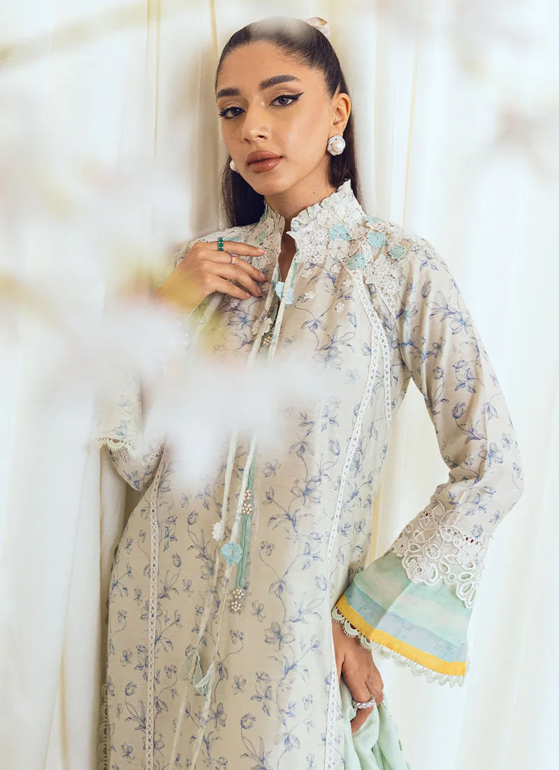 Spring Escape '23 - Tessie Aqua Blooms Shirt And Dupatta