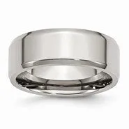 Stainless Steel Beveled Edge 8mm Polished Wedding Band Ring