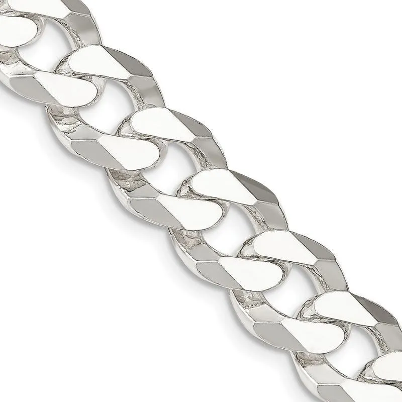 Sterling Silver 14mm Beveled Curb Chain Necklace