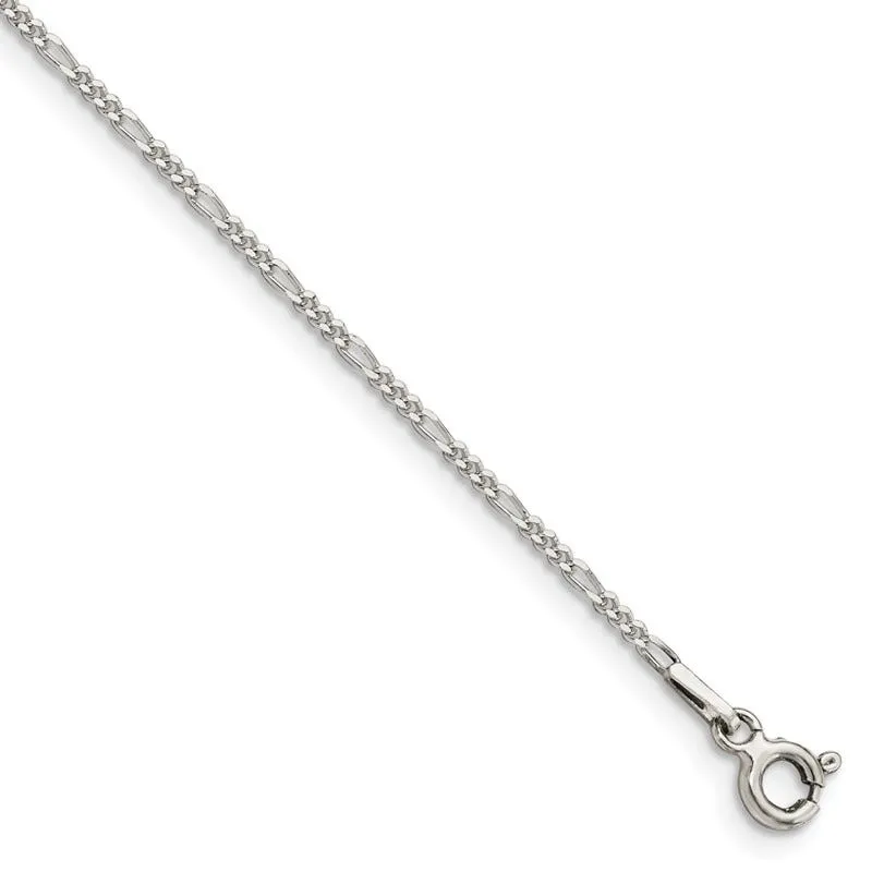 Sterling Silver 1.4mm Figaro Chain Bracelet