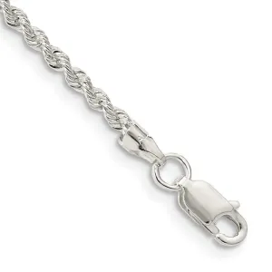 Sterling Silver 2.3mm Solid Rope Chain Bracelet