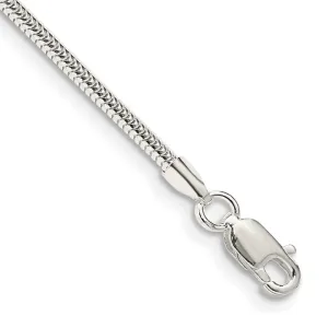 Sterling Silver 2mm Round Snake Chain Bracelet