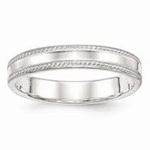 Sterling Silver 4mm Design Edge Wedding Band Ring