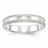 Sterling Silver 4mm Design Edge Wedding Band Ring