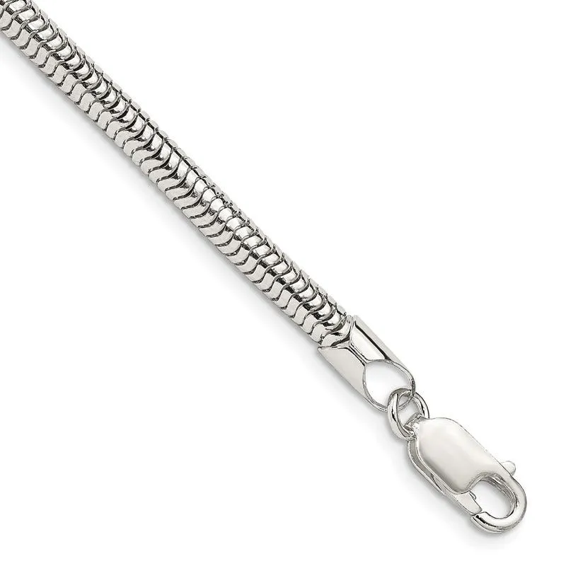 Sterling Silver 4mm Round Snake Chain Bracelet