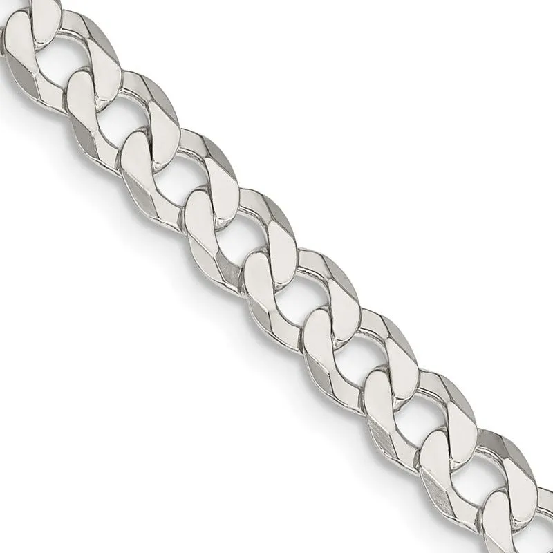 Sterling Silver 5.75mm Flat Curb Chain Necklace