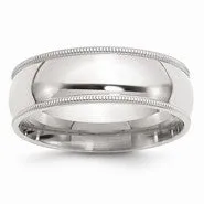 Sterling Silver 7mm Millgrain Comfort Fit Wedding Band Ring