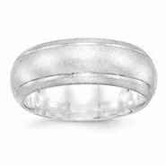 Sterling Silver 8mm Satin Finish Wedding Band Ring