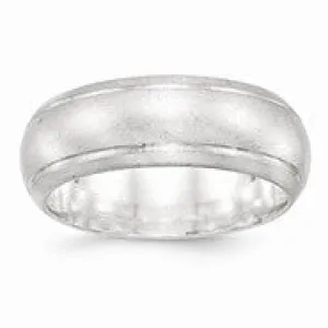 Sterling Silver 8mm Satin Finish Wedding Band Ring