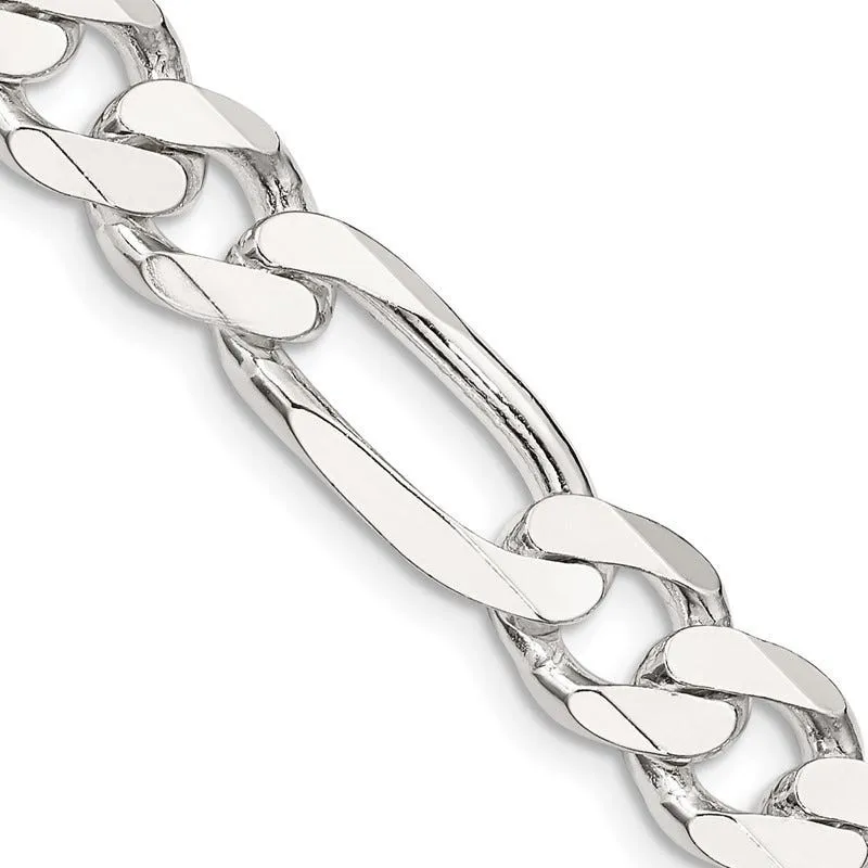 Sterling Silver 9mm Figaro Chain Necklace