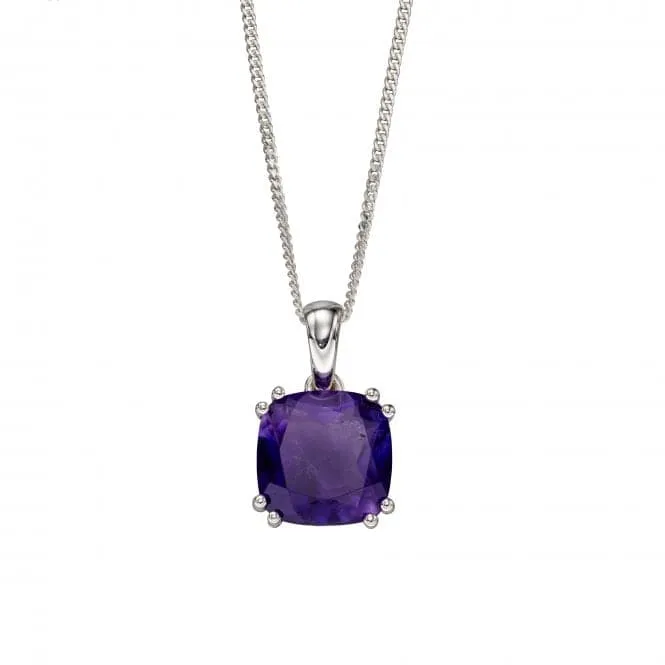 Sterling Silver Amethyst Cushion Pendant P4860M