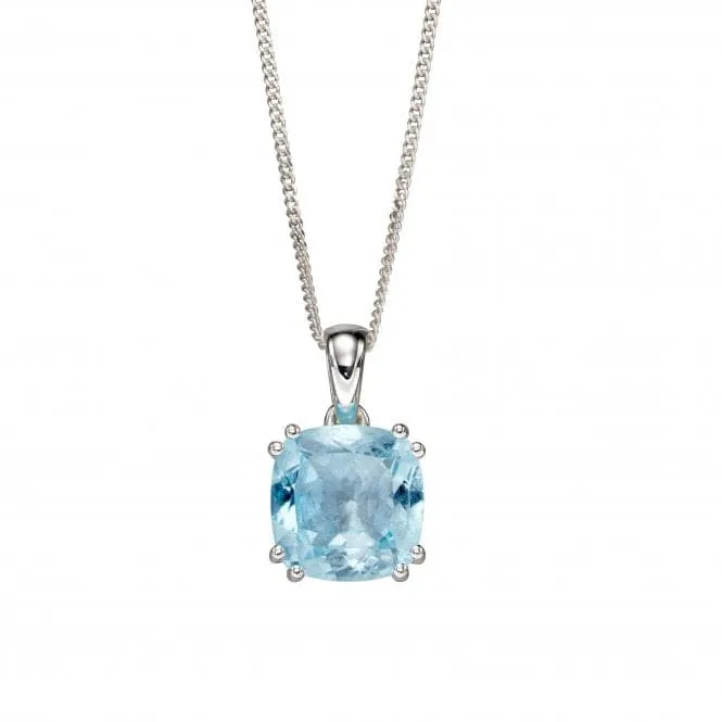 Sterling Silver Blue Topaz Cushion Pendant P4861T