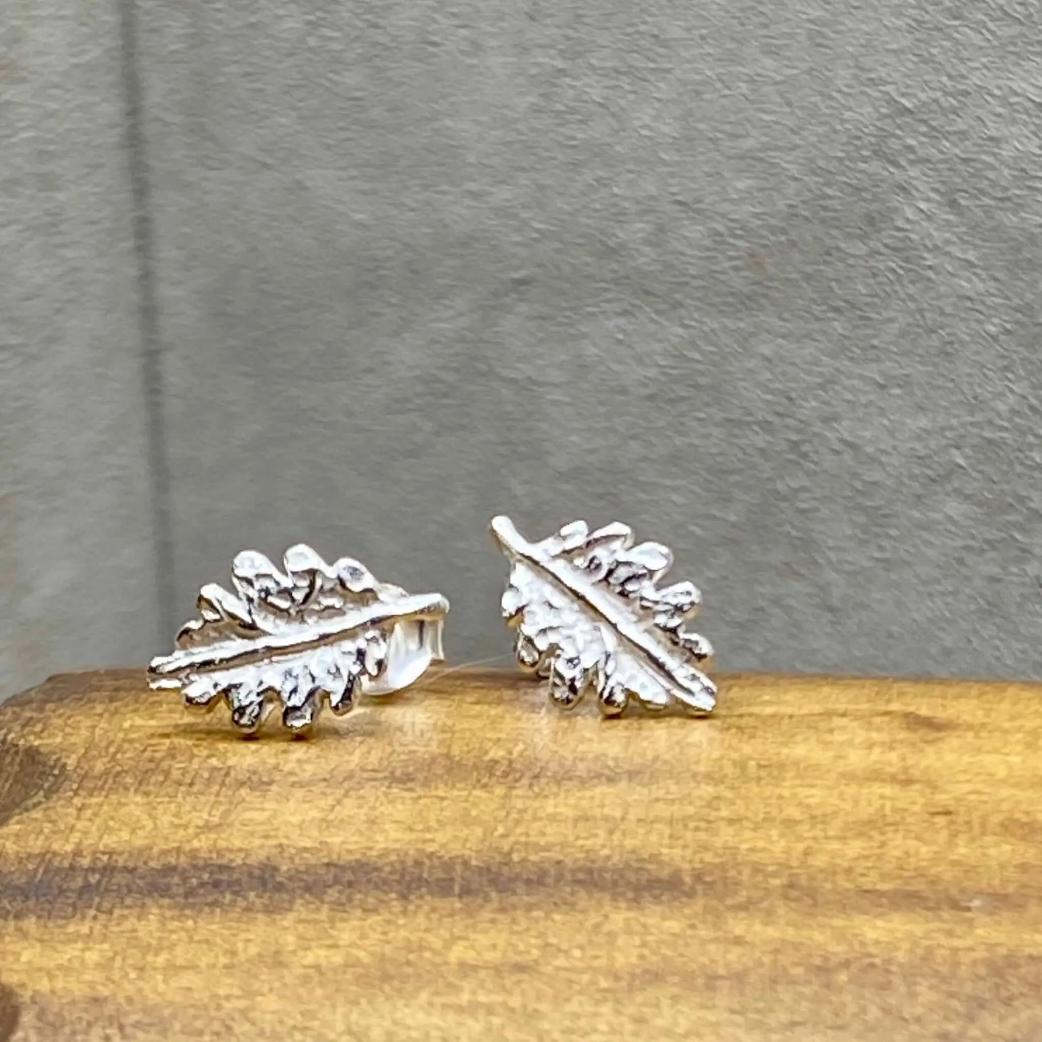 Sterling Silver Oak Leaf Stud Earrings