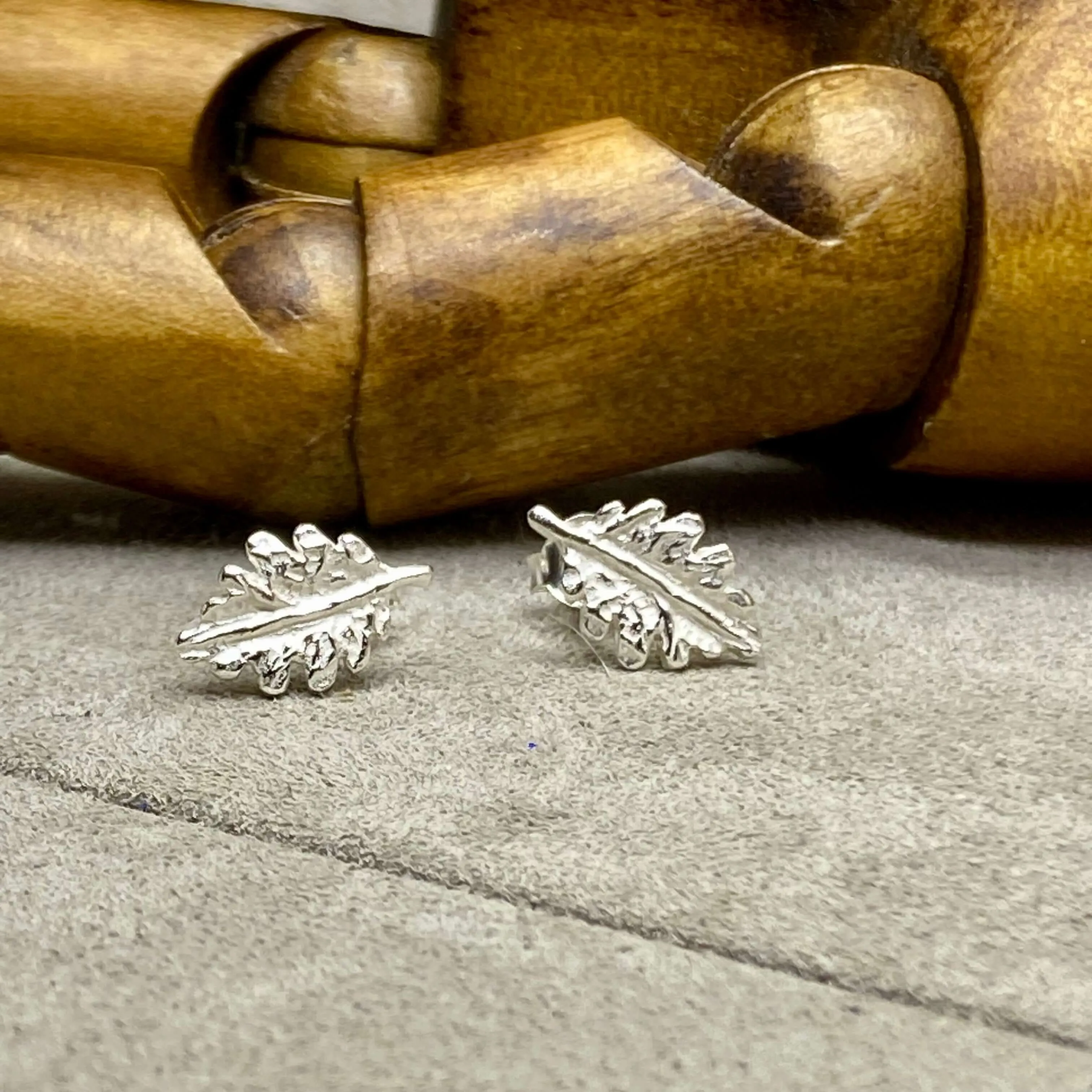 Sterling Silver Oak Leaf Stud Earrings