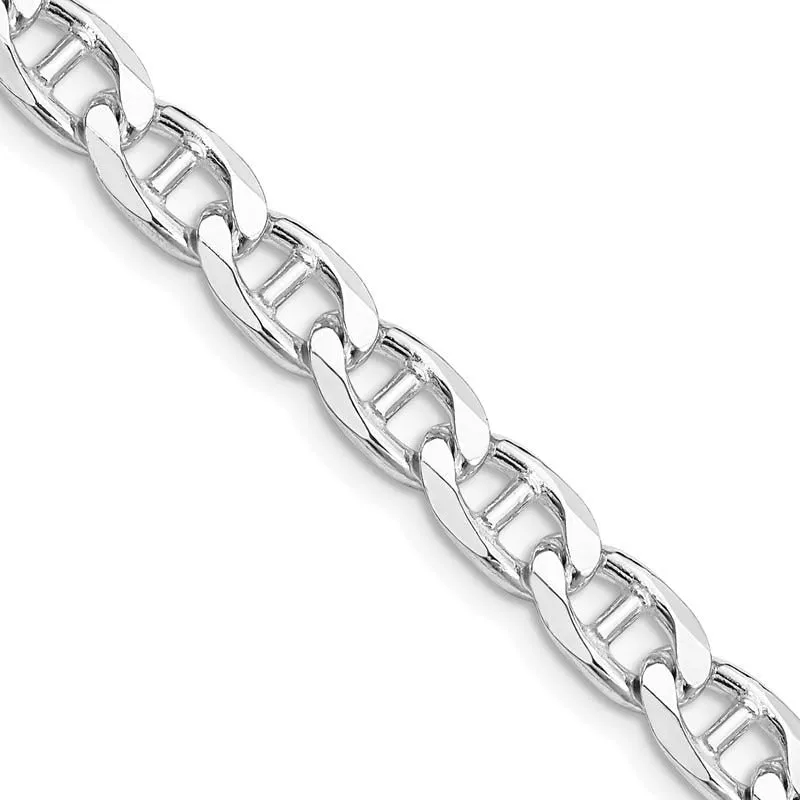 Sterling Silver Rhodium-plated 6.5mm Flat Cuban Anchor Chain Necklace