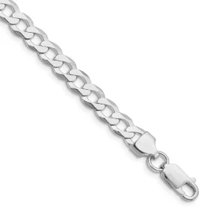 Sterling Silver Rhodium-plated 6.8mm Flat Curb Chain Bracelet