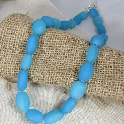 Stunning Beaded Blue Opal Sea Glass Necklace