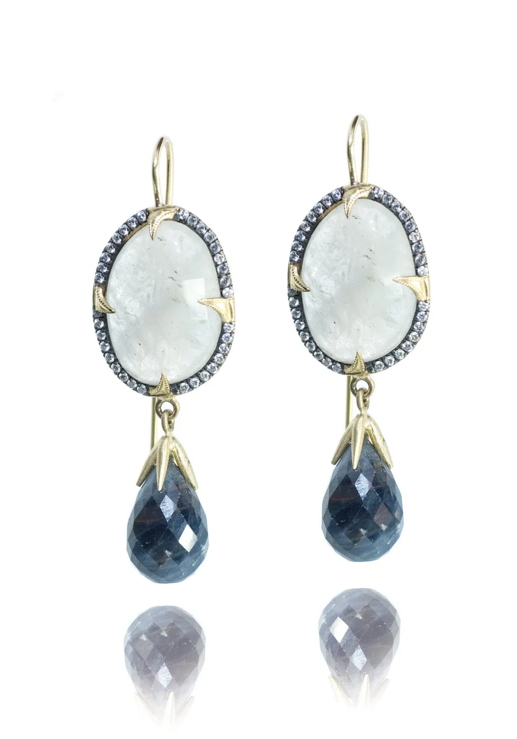 Sylva & Cie 18KYG Diamond & Sapphire Dangle Earrings