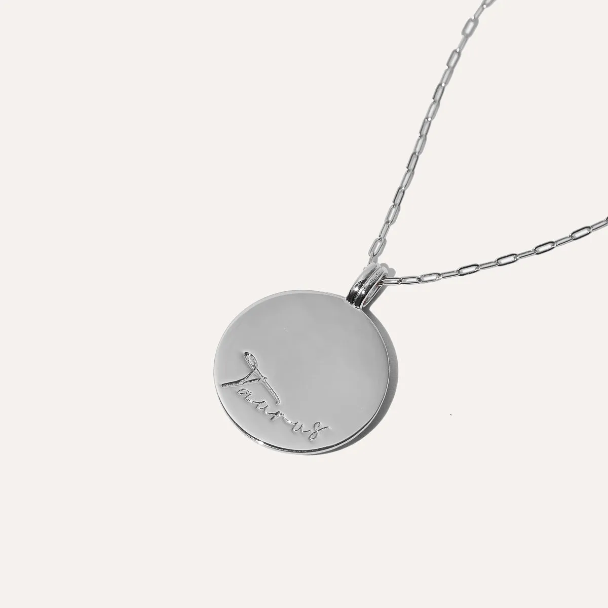 Taurus Bold Zodiac Pendant Necklace in Silver